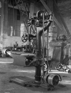 An old boring machine in a factory 