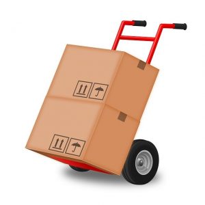 Illustration of a hand truck with boxes
